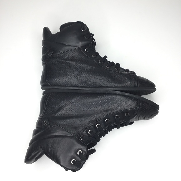 {Chanel} Leather Perforated Hi Top Sneaker Size 39 - Picture 7 of 15